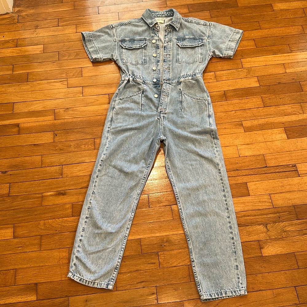 Free people Marci coverall Denim Jumpsuit